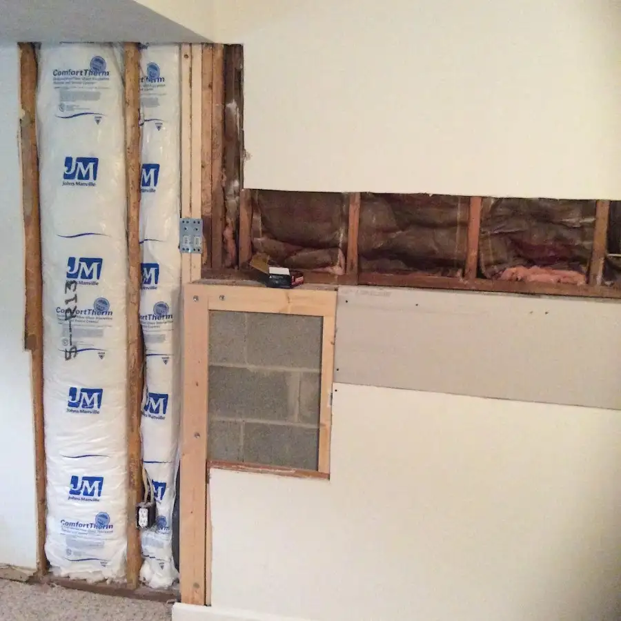 Wall insulation replacement during Basement Flood Cleanup in Genesee